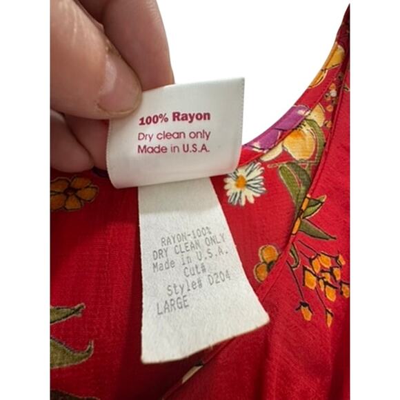 "ROMEO ROMEO" Vintage Y2K Babydoll Red Floral Midi Dress SZ L RUNS SMALL Summer - Picture 7 of 8